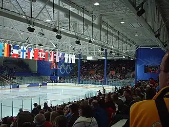 Innenansicht der Halle bei den Olympischen Spielen 2002