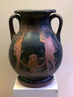 Die Geburt der Aphrodite auf einer attisch-rotfigurigen Pelike, um 450 v.&nbsp;Chr. (Archäologisches Museum, Rhodos)