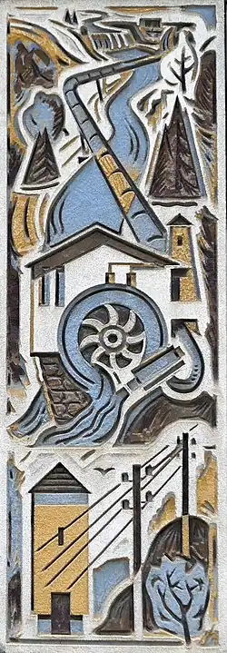 Elektrizitätsversorgung. Sgraffito