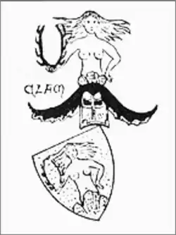 Stammwappen der Perger zu Clam, nachmals Grafen von Clam, um 1930 (im Stil um 1350)