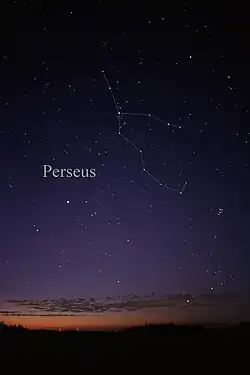 Das Sternbild Perseus, wie es mit dem bloßen Auge gesehen werden kann