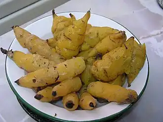 Knolliger Sauerklee (Oxalis tuberosa), gekochte gelbe Oca