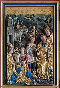 Abbildung des linken Flügels mit der Leonard zugeschriebenen Rettung der hochschwangeren Frau.