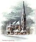 Peterskirche Leipzig, Lithographie der Peterskirche Leipzig, Bruno Bürger & Ottilie, Leipzig, 1898