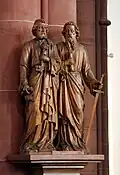 Statuen Petrus und Paulus von dem Aachener Bildhauer Fritz Ahn im Übergang zum Chorraum (1889)