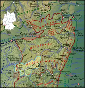 Gräfensteiner Land (aufgehellt) innerhalb des Pfälzerwald