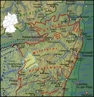 Pfälzisches Holzland (aufgehellt) innerhalb des Pfälzerwaldes