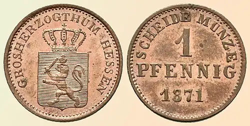 Pfennigmünze Großherzogtum Hessen (1871)