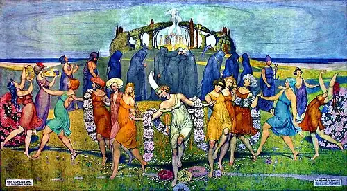 Der Stundentanz, thematisch passendes Gemälde im Wartesaal des Bahnhofs Biel/Bienne von Philippe Robert