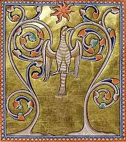 Wiederauferstehen des Phönix (Bestiarium von Aberdeen, 12. Jahrhundert)