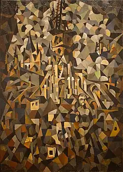 Kubismus: Multiperspektive. Verschiedene, zersplitterte Ansichten von Gebäuden. Pierre Dumont: Kathedrale von Rouen, etwa 1912.