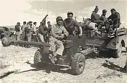 Die Golani-Brigade bei einer Rast während „Operation Uvda“ am 9. März 1949 irgendwo in der südlichen Negev-Wüste