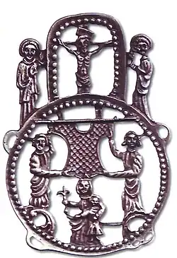 Aachener Pilgerzeichen um 1330 (Nachguss 1979) mit Ösen zur Befestigung an der Kleidung