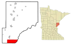Pine County Minnesota Incorporated and Unincorporated areas Rock Creek Highlighted