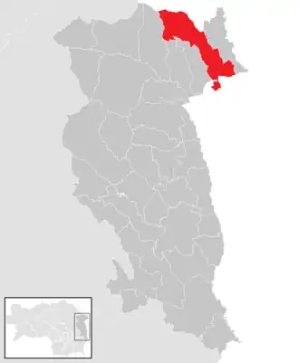 Lage der Gemeinde Pinggau im Bezirk Hartberg-Fürstenfeld (anklickbare Karte)