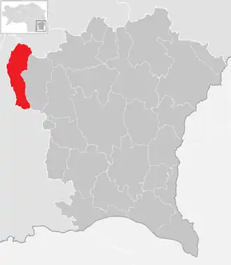 Lage der Gemeinde Pirching am Traubenberg im Bezirk Südoststeiermark (anklickbare Karte)