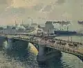 Le Pont Boieldieu à Rouen, Soleil couchant, fumées