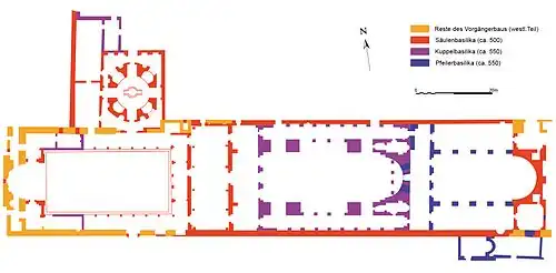Plan der Marienkirche in Ephesos, 4.&nbsp;bis 6.&nbsp;Jh.