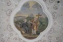 Heiliger Benedikt vor dem Kloster Montecassino