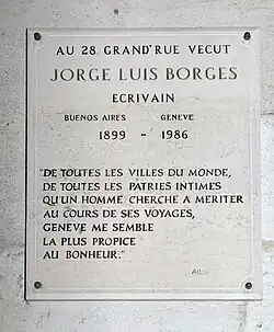 Gedenktafel für Jorge Luis Borges, Grand-Rue 28, Genf