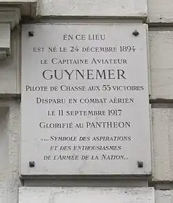 Erinnerungstafel an den Jagdflieger Georges Guynemer, Nr. 89