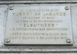 Plakette an Nr. 7: Hubert de Lagarde