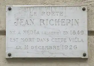 Erinnerungstafel an den Dichter Jean Richepin, Nr. 85