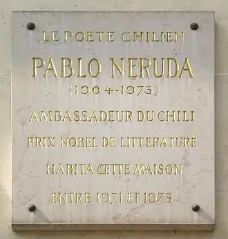 Nr. 2: Erinnerung an Pablo Neruda, 1971–1972 Chilenischer Botschafter in Frankreich