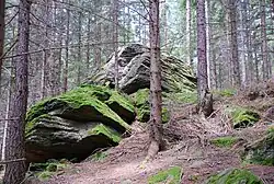 Gesteinsstapel aus Plattengneis (Öfen) sind in der mittleren Koralpe häufig