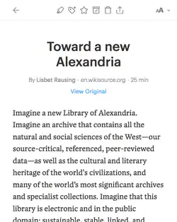 Ansicht eines Artikel mit Hilfe von Pocket