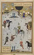 Polospiel, Szene aus Gōy u Tschhaugān, entstanden ca. 1546 unter Schah Mahmud, Täbris