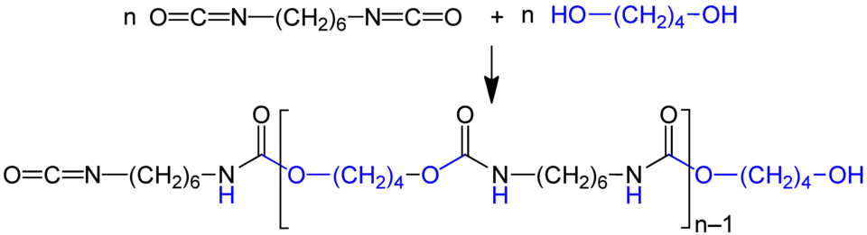 Polyaddition von 1,6-Hexandiisocyanats mit 1,4-Butandiol (n ≈ 40)