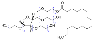 Struktur von Polysorbat 40 w + x + y + z = 16