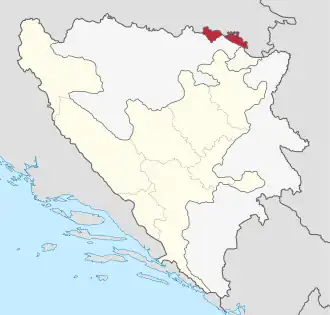 Lage des Kantons in Bosnien und Herzegowina