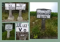 Zusammenstellung mehrerer Poteau de signalisation