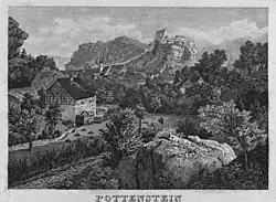 Pottenstein, Stahlstich (1834) von Conrad Wießner