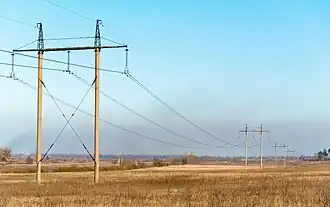Für 330 kV ausgelegter, seilverspannter Beton-Portalmast in der Ukraine