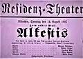 Premiere-Aushang „Alkestis“, Residenztheater München 1927 (Detail)