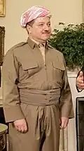 Turban-Kufiya bei Masud Barzani, von 2005 bis 2017 Präsident der irakischen Autonomen Region Kurdistan.