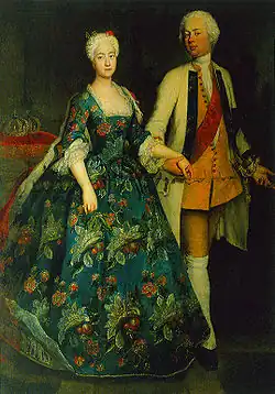 Antoine Pesne: Prinzessin Sophie Dorothea mit Friedrich Wilhelm, Markgraf von Brandenburg-Schwedt (1700-1771), 1734