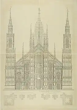 Entwurf mit Türmen von Carlo Buzzi, 1647