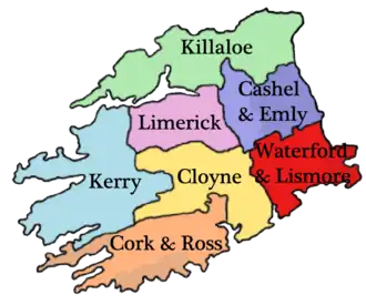 Karte der Kirchenprovinz Cashel