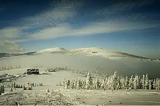 Blick von der Kleinen&nbsp;Sturmhaube auf den Spindlerpass im Januar 2005.