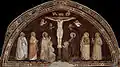 Mit franziskanischen Heiligen, Fresko von Puccio Capanna (um 1330, Basilica di San Francesco, Assisi).