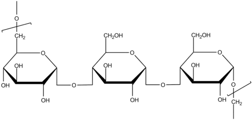 Pullulan; Monomer aus drei Glucose-Einheiten (Maltotriose)