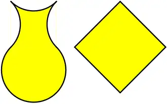 Die vasenähnliche Figur und das Quadrat sind flächengleich.