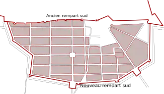 Plan für die Südausdehnung der Stadt im Jahr 1646.