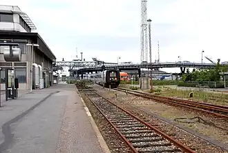 IC3 (DSB, Hamburg–Kopen­hagen) bei der Ausfahrt vom Fährschiff in Rødbyhavn (2007)