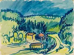 Hügelige Landschaft Aquarell