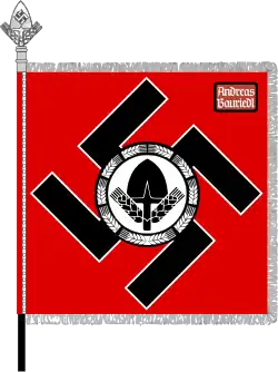 Abteilungsfahne des RAD (hier mit Ehrentitel „Andreas Bauriedl“)